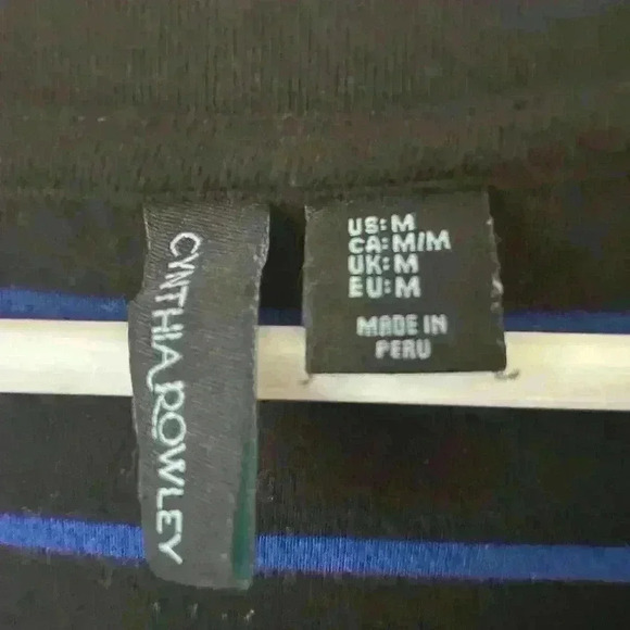 Cynthia Rowley Black and Blue Striped Shirts Size Medium - Picture 2 of 3